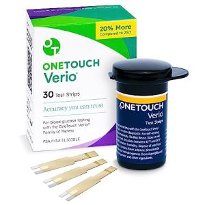 OneTouch Verio Test Strips for Diabetes Value Pack - 30 Count | Diabetic Test Strips for Blood Sugar Monitor | at Home Self Glucose Testing | 1 Pack, 30 Test Strips Per Pack from OneTouch