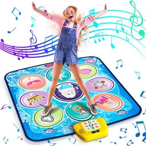 beefunni Dance Mat for Kids - Blue Frozen Themed Musical Dance Pad, Dance Game Toys with LED Lights, Including 5 Modes and 3 Challenge Levels, Birthday Gifts for Girls Boys Age 3 4 5 6 7 8-12 from beefunni