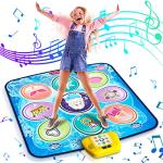 beefunni Dance Mat for Kids - Blue Frozen Themed Musical Dance Pad, Dance Game Toys with LED Lights, Including 5 Modes and 3 Challenge Levels, Birthday Gifts for Girls Boys Age 3 4 5 6 7 8-12 from beefunni