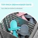 grabease Baby Silicone Spoon for Self-Feeding, Infant to Toddler, 100% Food-Grade Silicone, BPA/PVC/Latex/Phthalates Free, Set of 2, Teal & Gray from grabease