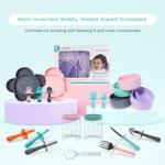 grabease Baby Silicone Spoon for Self-Feeding, Infant to Toddler, 100% Food-Grade Silicone, BPA/PVC/Latex/Phthalates Free, Set of 2, Teal & Gray from grabease