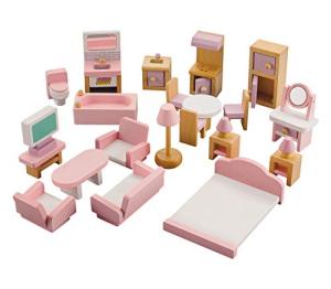 EINSTEM Wooden Dollhouse Furniture, Toys for 3+ Year Old Girls Gifts for Pretend Play, Princess Toys As Birthday & Christmas Gifts, 22 Pcs from EINSTEM