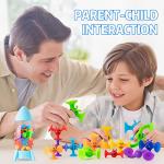 Suction Bath Toys Construction Set, Sensory Fine Motor Window Toys for Kids, Building Stacking Toys for Toddler, Educational Building Blocks Travel Toys, Good for Parent-Child Interactive Game by Yiizetony