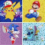 Diamond Painting Kits for Kids, 4 Pack DIY 5D Cartoon Painting Art for Kids, Diamond Arts and Crafts Kits Big Gem Diamond Dots for Children Ages 6-12 Girls Boys for Birthday Christmas Gifts 6x6 Inch from MYHALI