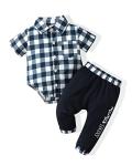Renotemy Baby Boy Clothes Plaid Newborn Boy Outfits Set Newborn Outfits Summer Baby Boy Clothes 0-3 Months Dark Blue from 