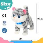 Cuteoy Electric Kitty Toy Pet Remote Control Leash Stuffed Cat Animal Walks Meows Wags Gifts for Kids, Grey 9.5" by Cuteoy