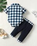 Renotemy Baby Boy Clothes Plaid Newborn Boy Outfits Set Newborn Outfits Summer Baby Boy Clothes 0-3 Months Dark Blue from 