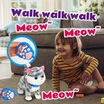 Cuteoy Electric Kitty Toy Pet Remote Control Leash Stuffed Cat Animal Walks Meows Wags Gifts for Kids, Grey 9.5" by Cuteoy