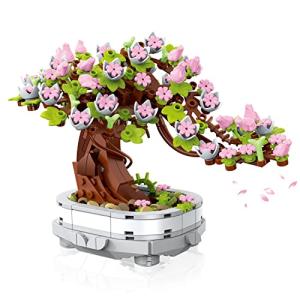 PinkBee Sakura Flower Bonsai Tree Building Block Set Pink Cherry Blossom Treehouse Toys Kit Mothers Day Love Romantic Gifts Creative Home Decor for Mom Her Girlfriends Women Adult Kids 6+ 6-12 by PinkBee