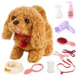 BETTERLINE Puppy Electronic Interactive Pet Dog -Walking, Barking, Tail Wagging, Stretching Companion Animal for Kids (Brown Poodle) from BetterLine