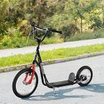 Aosom Youth Scooter, Teens Kick Scooter, Adjustable Handlebar Ride On Toy for 5+ w/ Front and Rear Dual Brakes Inflatable Wheels, Black by Aosom LLC