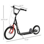 Aosom Youth Scooter, Teens Kick Scooter, Adjustable Handlebar Ride On Toy for 5+ w/ Front and Rear Dual Brakes Inflatable Wheels, Black by Aosom LLC
