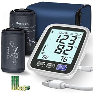 Blood Pressure Machine Upper Arm, 2 Size Cuffs M/L and XL, Medium/Large 9"-17" and Extra Large Cuff 13"-21", Accurate Automatic Digital BP Cuff Home Use, Large Backlit LCD, BP Monitor 2-User 1000 Mem from AQESO
