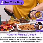 PKPKAUT Adaptive Utensils for Parkinsons Patients Elderly, Weighted Utensils for Hand Tremors, Parkinsons Eating Utensils for Disabled People, Weighted Silverware for Hand Tremors Arthritic Hands from PKPKAUT