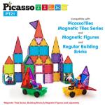 PicassoTiles 2pcs Magnetic Tiles Expansion Car Truck Building Blocks Compatible Set, Kids Magnet Bricks STEM Learning Toys, Magnetic Add-ons, Car Toys, Toddler Preschool 3 Years and up Boys and Girls from PicassoTiles