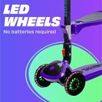 Kick Scooters for Kids Ages 3-5 (Suitable for 2-12 Year Old) Adjustable Height Foldable Scooter Removable Seat, 3 LED Light Wheels, Rear Brake, Wide Standing Board, Outdoor Activities for Boys/Girls from SKIDEE