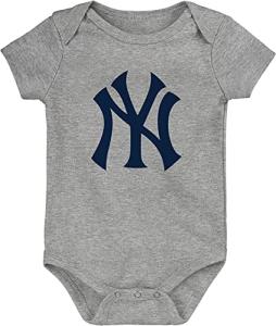 Genuine Stuff MLB Newborn & Infants 0-24 Months Primary Logo Onesie Bodysuit Romper (New York Yankees Grey, 3/6 Months) from OuterStuff