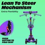 Kick Scooters for Kids Ages 3-5 (Suitable for 2-12 Year Old) Adjustable Height Foldable Scooter Removable Seat, 3 LED Light Wheels, Rear Brake, Wide Standing Board, Outdoor Activities for Boys/Girls from SKIDEE