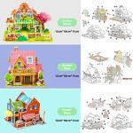 KEENTAME 3D Puzzles Gift Set for Kids DIY Jigsaw Toys Paper and EPS Foam Board and Adults Fun and Creative DIY Model Building kit for Kids Toys for Girls and Boys. (House Series (12 Sets)) from KEENTAME