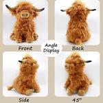 Gluutoyashop Highland Cow Stuffed Animal Scottish Highland Cow Plush Toy Cute Farm Plushie Christmas Birthday Gifts for Adults Boys Girls (Brown, 11 in) by Beyuemeng