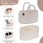 PeraBella 2-in-1 Baby Diaper Caddy Organizer for Changing Table, Cotton Rope Diaper Basket for Boy, Girl, Gift for Baby Shower, Nursery Diaper Organizer, Portable Diaper Storage, Car Caddy Organizer from The Sinars Company