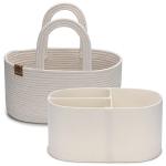 PeraBella 2-in-1 Baby Diaper Caddy Organizer for Changing Table, Cotton Rope Diaper Basket for Boy, Girl, Gift for Baby Shower, Nursery Diaper Organizer, Portable Diaper Storage, Car Caddy Organizer from The Sinars Company