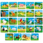 48 Animal Matching Puzzles with Error-Correction Mechanism Pre-Primer in 2 Pieces, Perfect for Preschool Learning (24 Blocks Double Sided) from SpriteGru
