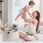 PeraBella 2-in-1 Baby Diaper Caddy Organizer for Changing Table, Cotton Rope Diaper Basket for Boy, Girl, Gift for Baby Shower, Nursery Diaper Organizer, Portable Diaper Storage, Car Caddy Organizer from The Sinars Company