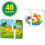 48 Animal Matching Puzzles with Error-Correction Mechanism Pre-Primer in 2 Pieces, Perfect for Preschool Learning (24 Blocks Double Sided) from SpriteGru