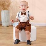 YUEMION Newborn Baby Boy Clothes Suits, Toddler Dress Shirt With Bowtie + Suspender Pants Outfit Sets Gentleman Wedding 0-18M from 