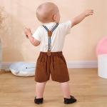 YUEMION Newborn Baby Boy Clothes Suits, Toddler Dress Shirt With Bowtie + Suspender Pants Outfit Sets Gentleman Wedding 0-18M from 