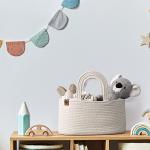 PeraBella 2-in-1 Baby Diaper Caddy Organizer for Changing Table, Cotton Rope Diaper Basket for Boy, Girl, Gift for Baby Shower, Nursery Diaper Organizer, Portable Diaper Storage, Car Caddy Organizer from The Sinars Company