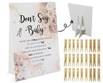 Floral Don't Say Baby Game ï¼1 Sign And 50 Mini Natural Clothespinsï¼ Don't Say Baby Baby Shower Game, Baby Shower Decorations, Baby Shower Games Gender Neutral, Boho Baby Shower Game (DS11) by 