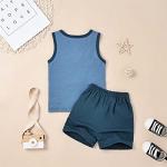 FOCUTEBB 2T Toddler Boy Clothes Baby Boys Summer Outfits Sleeveless Patchwork Shirt Tops Shorts Set Clothes Set Dark Blue 2-3T/100cm from 