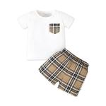 PATPAT Baby Boy Summer Clothes Crewneck Short-sleeve Top Tee Tshirt and Shorts Set White-3 6-9 Months by 