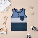FOCUTEBB 2T Toddler Boy Clothes Baby Boys Summer Outfits Sleeveless Patchwork Shirt Tops Shorts Set Clothes Set Dark Blue 2-3T/100cm from 