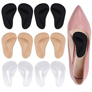 Arch Support Shoe Insoles for Women,6 Pairs Gel Arch Inserts for Plantar Fasciitis Flat Feet Soft Shoe Inserts Men Adhesive Arch Pad for Relieve Pressure and Feet Pain Black+Beige+Clear from Daiovmter