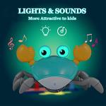 Crab Toys for 1 2 3 4+ Years Old Boys Girls,Sensory crawling crab baby toy with LED Light and Music,Birthday Gifts for Kids Age 1-7,Electronics Pet Toys Toys with Automatically Avoid Obstacles from PARHILYAR