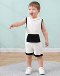 SANMIO 18 Months Boy Clothes 24 Month Toddler Summer Boy Clothes Apricot Hoodie Tank Tops+Shorts 18 24 Month Boy Clothe from 
