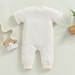 Mubineo Infant Baby Boy Girl Summer Fall Basic Plain Button Short Sleeve Romper Jumpsuit Clothes (Beige, 0-3 Months) from Mubineo