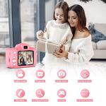 ACHSONâs Selfie Kids Camera for Girls, Christmas Birthday Gifts for Kids Age 3-9, HD Digital Video Camera for Kids, Toddler Camera for 3 4 5 6 7 8 9 Year Old Girls with 32GB SD Card & Bunny Bag -Pink from ACHSON's