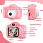 ACHSONâs Selfie Kids Camera for Girls, Christmas Birthday Gifts for Kids Age 3-9, HD Digital Video Camera for Kids, Toddler Camera for 3 4 5 6 7 8 9 Year Old Girls with 32GB SD Card & Bunny Bag -Pink from ACHSON's