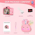 ACHSONâs Selfie Kids Camera for Girls, Christmas Birthday Gifts for Kids Age 3-9, HD Digital Video Camera for Kids, Toddler Camera for 3 4 5 6 7 8 9 Year Old Girls with 32GB SD Card & Bunny Bag -Pink from ACHSON's