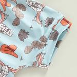 Kupretty Baby Boy Summer Clothes The Sun Comes Up T-shirt Tops Drawstring Jogger Shorts Set Western Toddler Outfits (A White Blue, 0-6 Months) from Kupretty