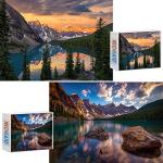 2 Pack 1000 Pieces Moraine Lake in Banff National Park Puzzle, Canada Jigsaw Puzzles for Adults 1000 Pieces and up, Sunrise Puzzle Gifts for Women & Mom from RECHIATO