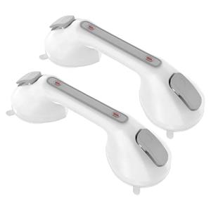 Suction Cup Shower Grab Bar 2 Pack, Munzong 12 Inch Vacuum Suction Bathroom Grab Bar, Anti-Slip Bathroom Balance Bar, Safety Handrail Support, Handicap Injury Elderly Senior Assist Handleï¼Gray+White) from Munzong