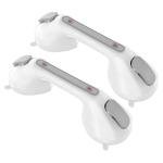 Suction Cup Shower Grab Bar 2 Pack, Munzong 12 Inch Vacuum Suction Bathroom Grab Bar, Anti-Slip Bathroom Balance Bar, Safety Handrail Support, Handicap Injury Elderly Senior Assist Handleï¼Gray+White) from Munzong