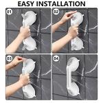 Suction Cup Shower Grab Bar 2 Pack, Munzong 12 Inch Vacuum Suction Bathroom Grab Bar, Anti-Slip Bathroom Balance Bar, Safety Handrail Support, Handicap Injury Elderly Senior Assist Handleï¼Gray+White) from Munzong
