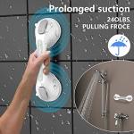 Suction Cup Shower Grab Bar 2 Pack, Munzong 12 Inch Vacuum Suction Bathroom Grab Bar, Anti-Slip Bathroom Balance Bar, Safety Handrail Support, Handicap Injury Elderly Senior Assist Handleï¼Gray+White) from Munzong