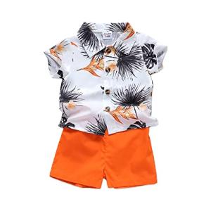PATPAT Baby Boy Clothes Baby Shirt and Short Set Orange 9-12 Months by 